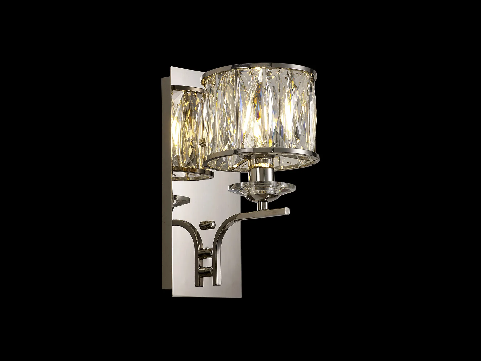 Vivienne Polished Nickel Crystal Wall Lights Diyas Armed Wall Lights